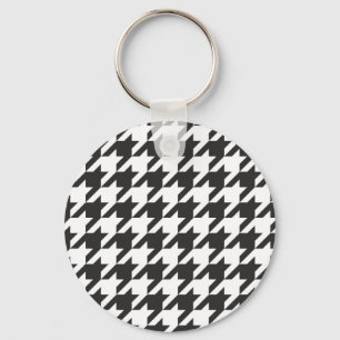 Chaveiro Teste padrão cinzento de Houndstooth, preto e