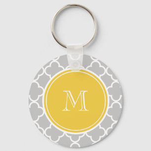 Chaveiro Teste padrão cinzento de Quatrefoil, monograma