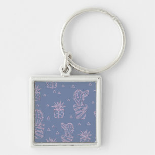 Chaveiro Teste padrão cor-de-rosa & roxo do cacto dos