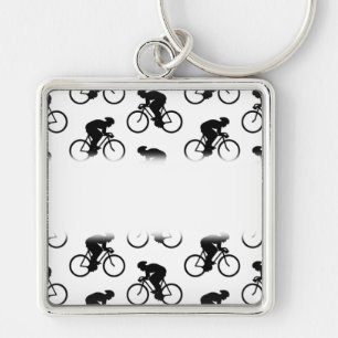 Chaveiro Teste padrão da bicicleta em preto e branco.