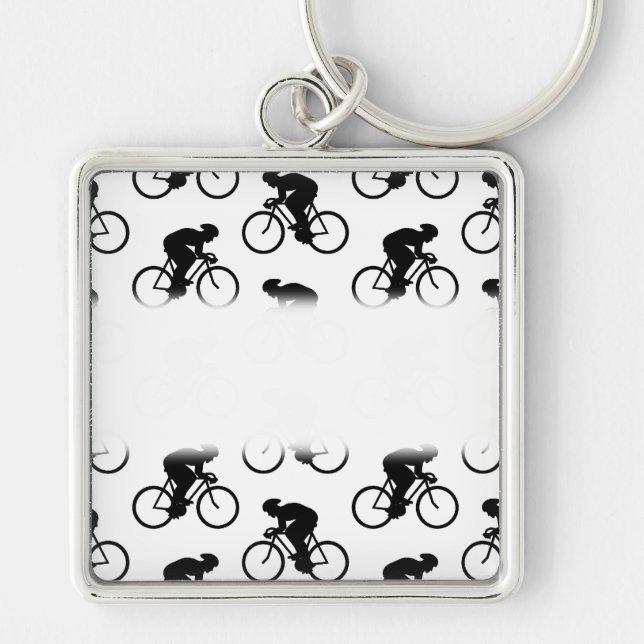 Chaveiro Teste padrão da bicicleta em preto e branco. (Frente)