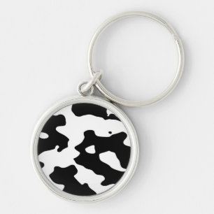 Chaveiro Teste padrão da vaca preto e branco