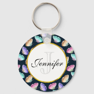 Chaveiro Teste padrão de borboleta Pastel bonito da