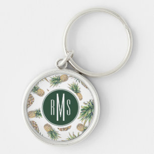 Chaveiro Teste padrão do abacaxi da aguarela