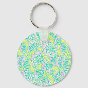 Chaveiro Teste padrão floral amarelo verde bonito