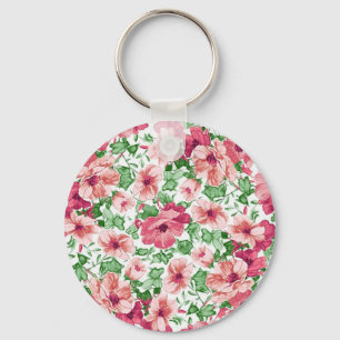 Chaveiro Teste padrão floral esboçado da menina feminino