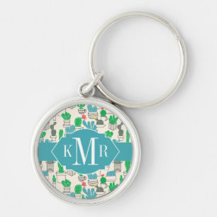 Chaveiro Teste padrão floral natural bonito dos cactos