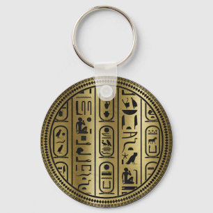 Chaveiro Teste padrão preto dos hieroglyphs no ouro antigo
