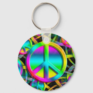 Chaveiro Teste padrão sem emenda da PAZ colorida + suas