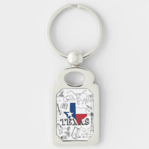 Chaveiro Texas Illustration Doodles do Texas Pattern