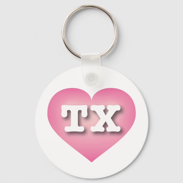Chaveiro Texas Pink Fade Heart - Eu amo TX (Frente)
