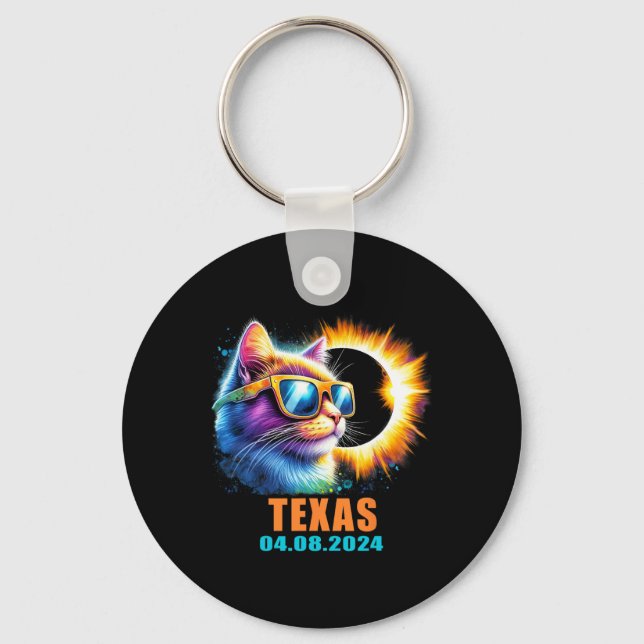 Chaveiro Texas Total Solar Eclipse 2024 Cat Solar Eclipse G (Frente)