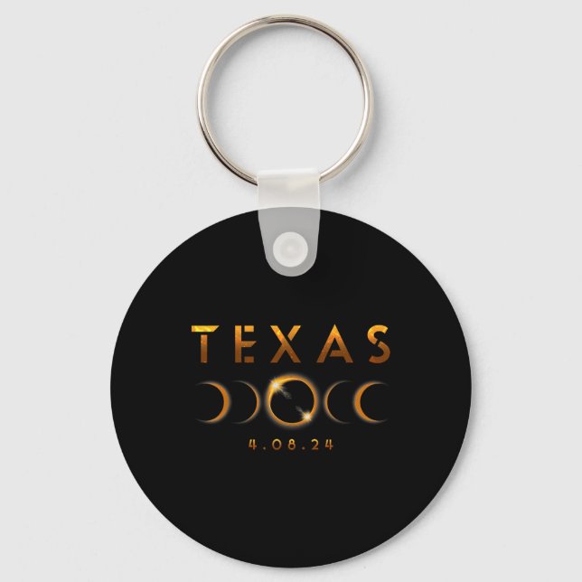 Chaveiro Texas Total Solar Eclipse 8 de abril de 2024 Texas (Frente)