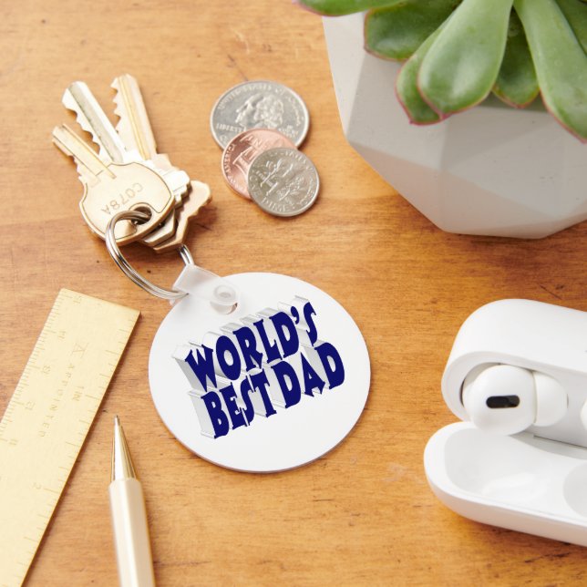 Chaveiro Texto 3d azul escuro do melhor Pai (Mesa)