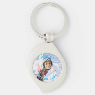 Chaveiro Texto Azul Céu Personalizado Família Foto