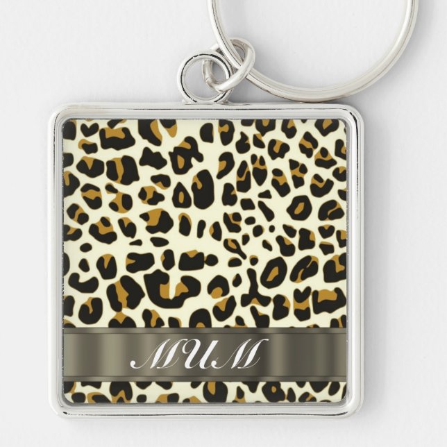 Chaveiro Texto da mãe de impressão leopardo (Frente)