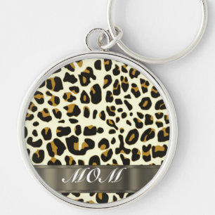 Chaveiro Texto da mãe de impressão leopardo