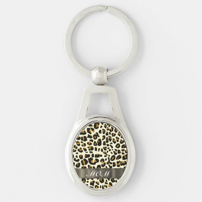 Chaveiro Texto da mãe de impressão leopardo (Frente)