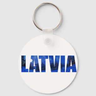 Chaveiro Texto da noite de inverno na Letónia com reflexo