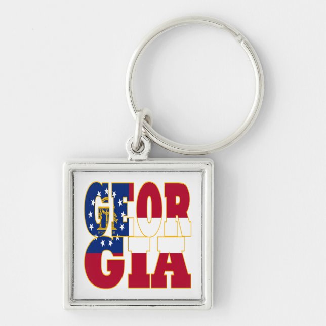 Chaveiro Texto de bandeira do Estado da Geórgia (Frente)