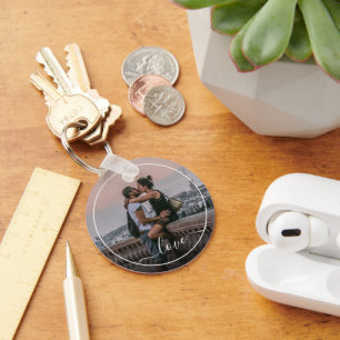 Chaveiro Texto de Citação de Amor Simples com Foto Moderna 