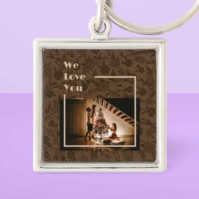 Chaveiro Texto de Fotografia da Família Personalizada Flora (Criador carregado)