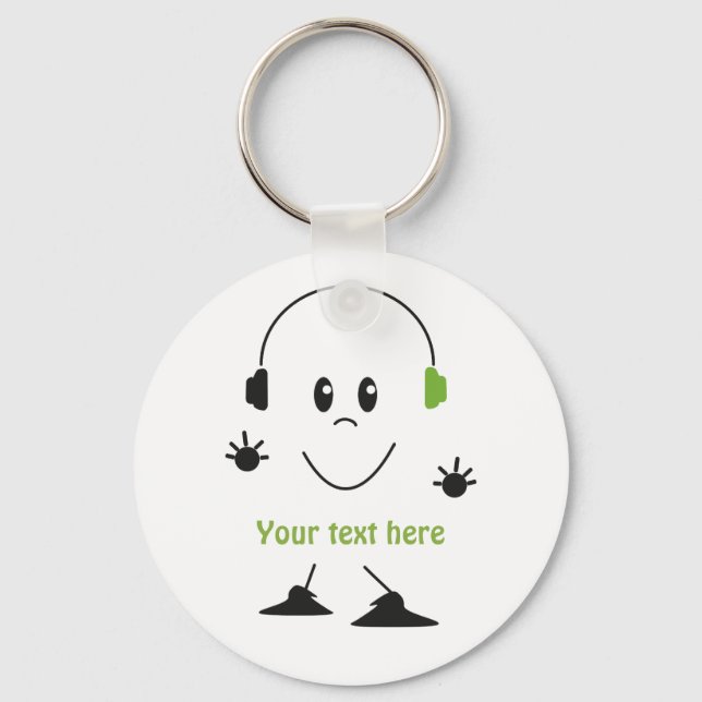 Chaveiro Texto de Música Personalizado Personagem de Fones  (Frente)