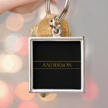 Chaveiro Texto e Linhas Douradas Personalizáveis Clássicas<br><div class="desc">Seu nome personalizado ou marca.</div>