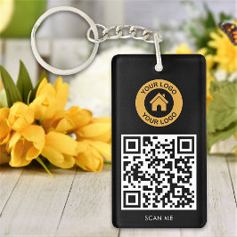 Chaveiro Texto Elegante de logotipo de código QR personaliz