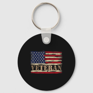 Chaveiro Texto em negrito veterano retrô Bandeira dos EUA D
