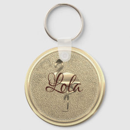 Chaveiro Texto para Adicionar Flamingo Dourado