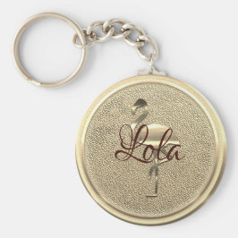 Chaveiro Texto para Adicionar Flamingo Dourado