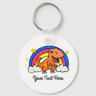 Chaveiro Texto Personalizado Bonito Dinossauro Laranja Arco