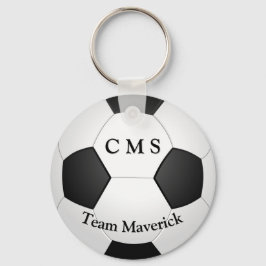 Chaveiro Texto personalizado da bola de futebol monograma