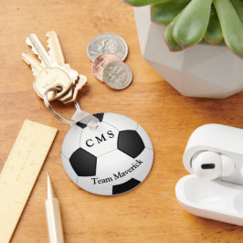 Chaveiro Texto personalizado da bola de futebol monograma