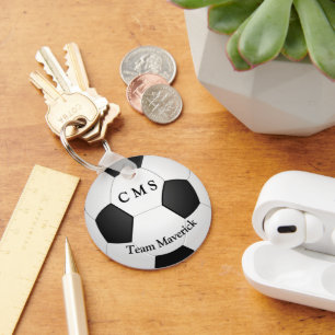 Chaveiro Texto personalizado da bola de futebol monograma