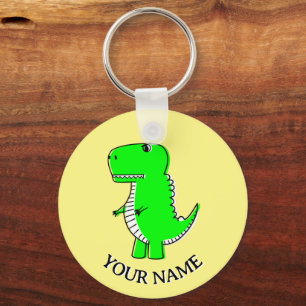 Chaveiro Texto Personalizado De Desenho Do Dinossauro Verde