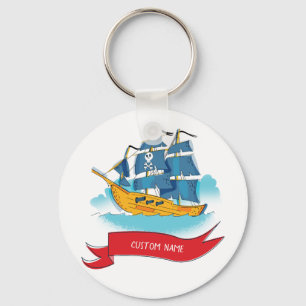 Chaveiro Texto Personalizado de Entrega de Pirata de Cartoo