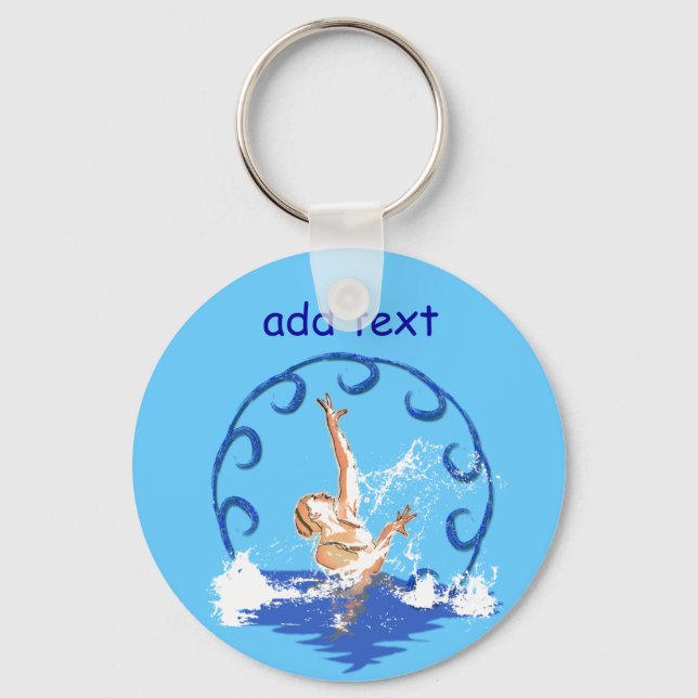 Chaveiro texto personalizado do sirene de natação (Frente)