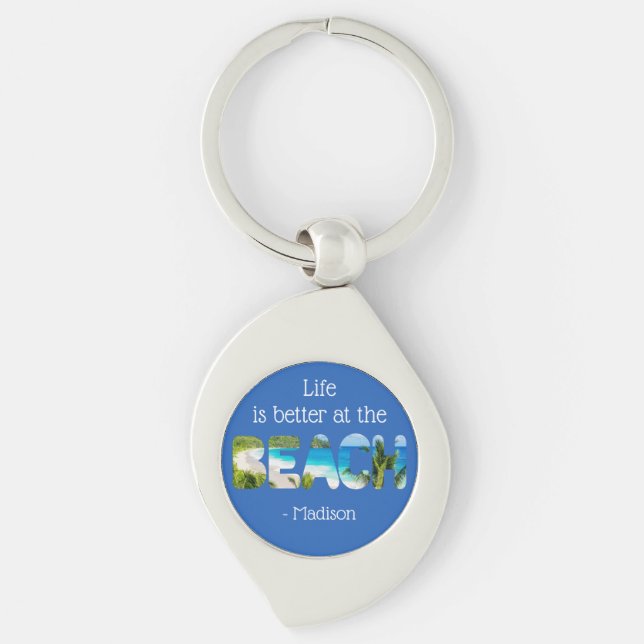 Chaveiro Texto personalizado e cor BEACH (Frente)