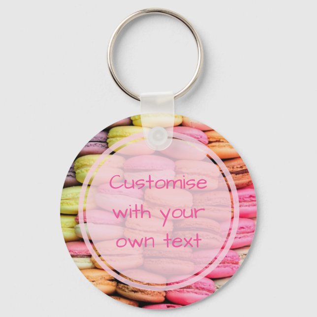 Chaveiro Texto Personalizado Macarons Divertidos (Frente)