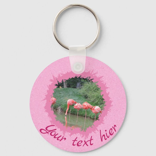 Chaveiro Texto personalizado moderno e 2 fotos em padrão ro (Frente)