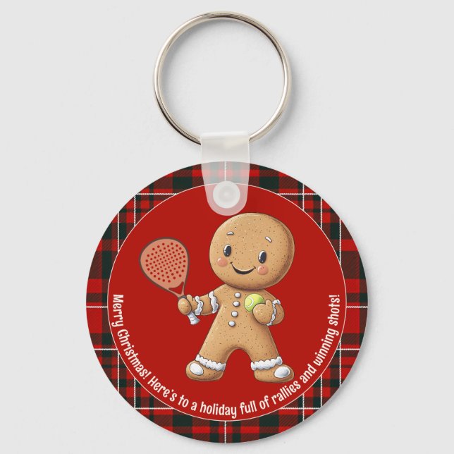 Chaveiro 🎾 🎄 Texto personalizado, Natal baseado em Padel (Frente)