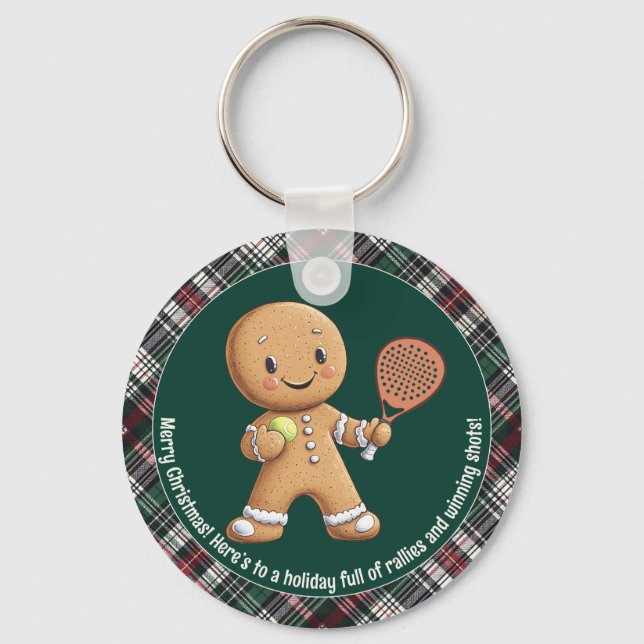 Chaveiro 🎾 🎄 Texto personalizado, Natal baseado em Padel (Frente)
