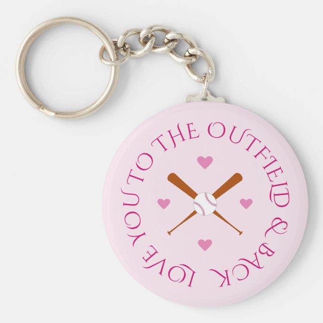 Chaveiro Texto personalizado romeno de baseball rosa (Frente)