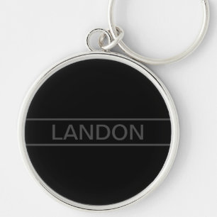 Chaveiro Texto Personalizável Preto Moderno e Cinza Escur