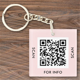 Chaveiro Texto QR personalizado Texto moderno cor-de-rosa-r