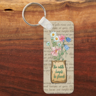 Chaveiro Texto russo em papel baseado em Floral Country leg