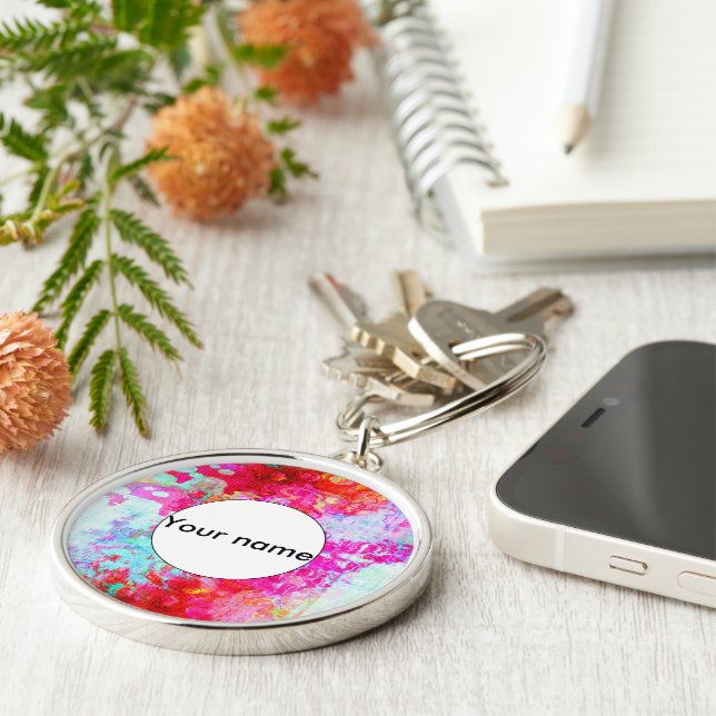 Chaveiro Textura vermelha rosa (Lateral)