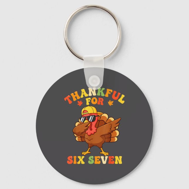 Chaveiro Thankful For Six Seven 6 7 Meme Thanksgiving Turke (Frente)